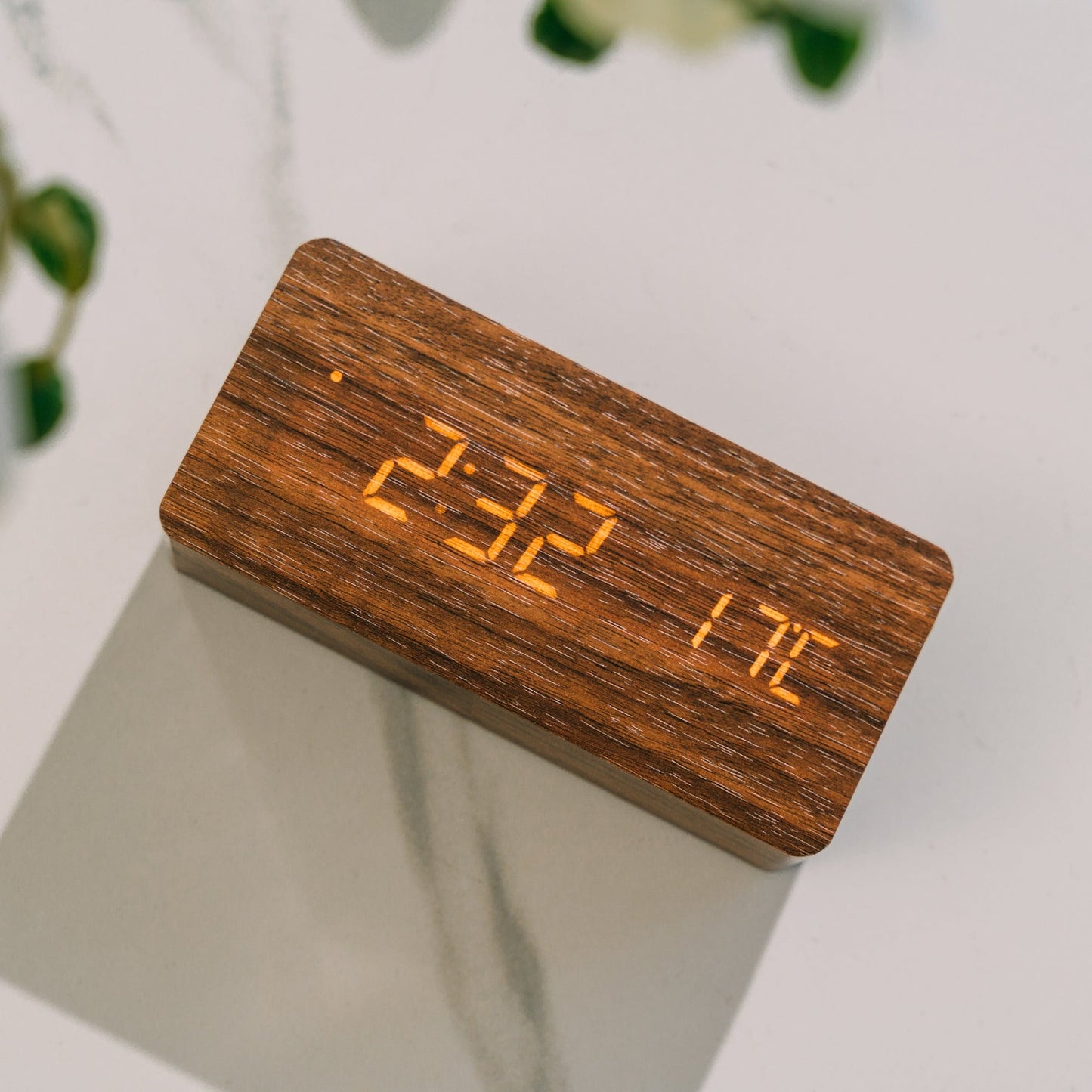 Living Today Gifts and Novelties Contemporary Digital Alarm Clock & Thermometer with LED Display Medium Wood Tone