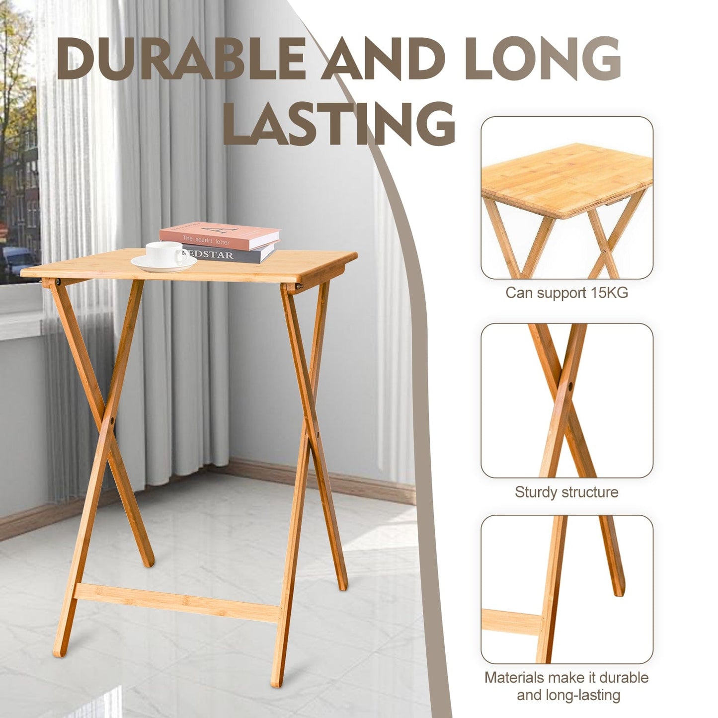Living Today Furniture Laptop Dinner Tables - Bamboo Folding Tray & Snack Table