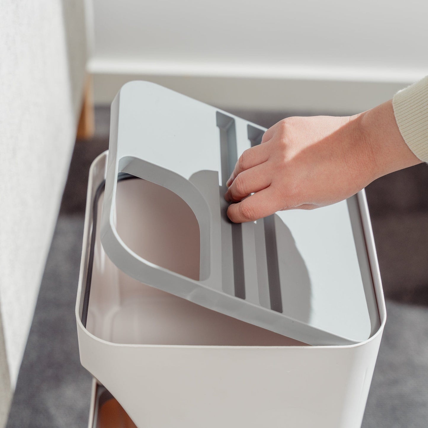Living Today kitchenware 2 Pcs 12L+18L Stackable Plastic Kitchen Trash Bin Household Classification Storage Box