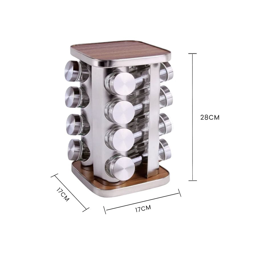 Living Today Clevinger 16 Piece Rotating Spice Rack Organiser/Free 40pc Pantry Label Stickers