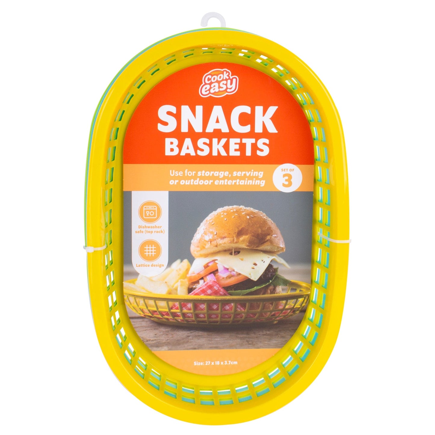 COOK EASY Oval plastic snack basket Cook Easy Set of 3 Oval Plastic Snack Baskets