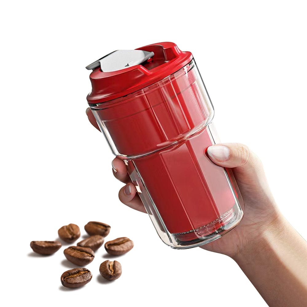 Living Today insulated coffee cup 2 Pcs 460ml Double wall insulated Coffee Cup Red and Black