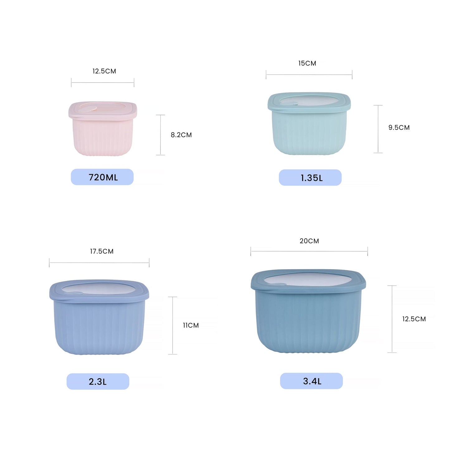 COOK EASY Square Nested Food Storage Set Cook Easy 4PC Square Nested Food Storage Set