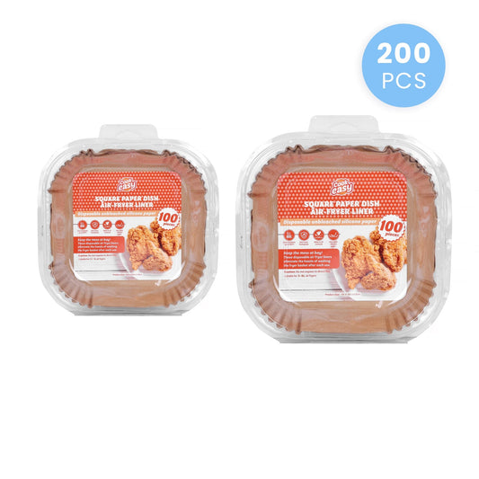 COOK EASY Air Fryer Liner 200 Pcs Disposable Unbleached Silicone Paper Dish Air-fryer Liner (100 small square + 100 large square)