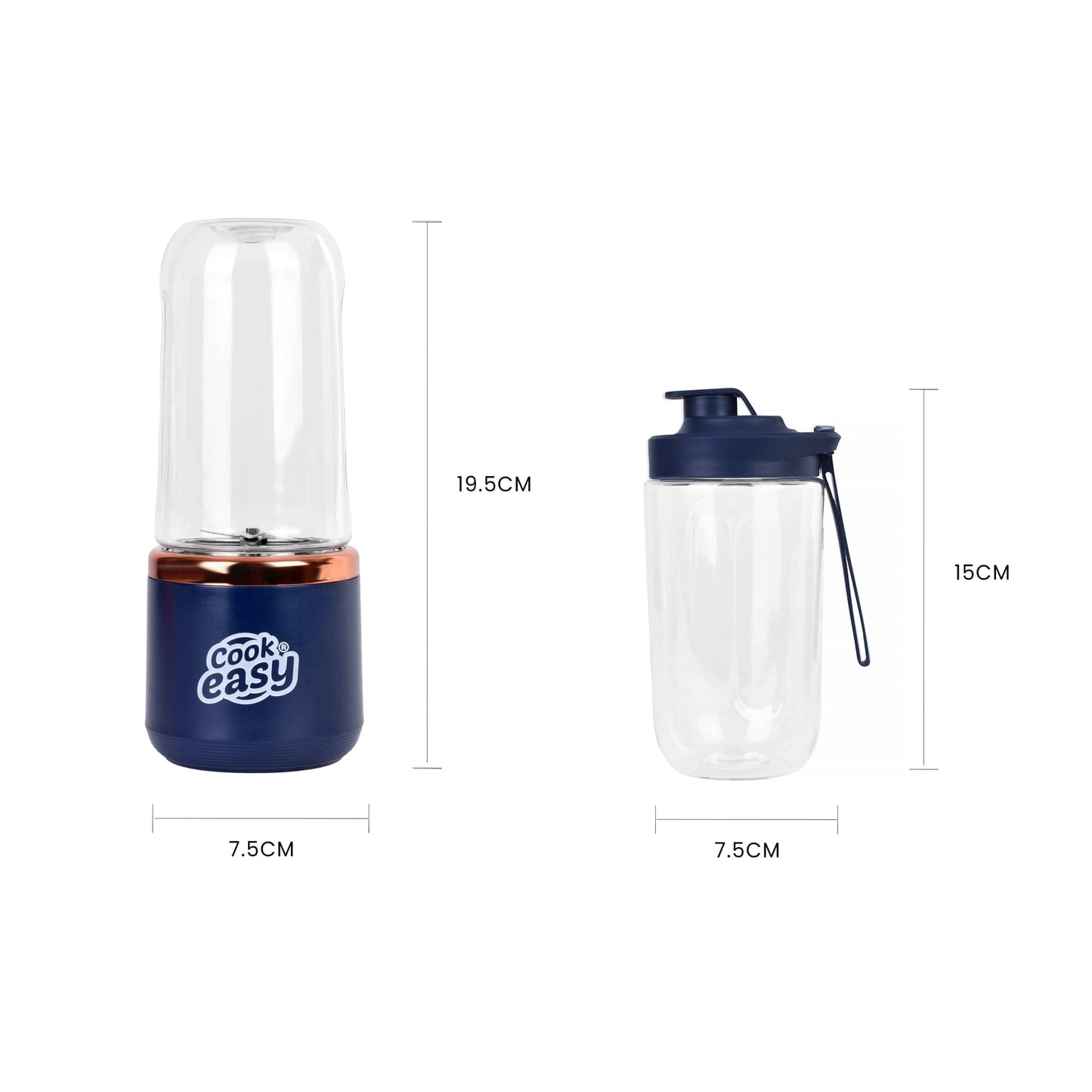 COOK EASY juicer 400ml USB-C Rechargeable Portable Juicer with Travel Lid