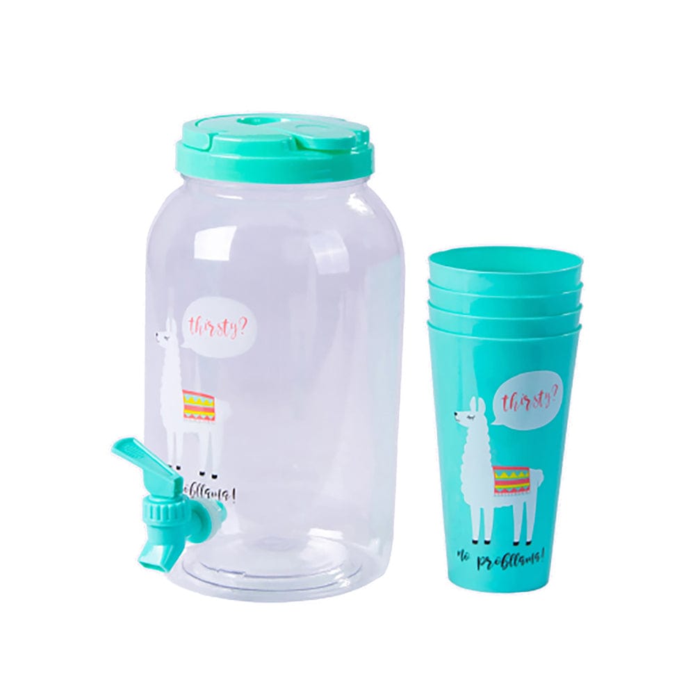 Lazy Dayz Beverage Dispenser 5pcs 3.8L Leakproof Beverage Dispenser with 4 Cups - Blue