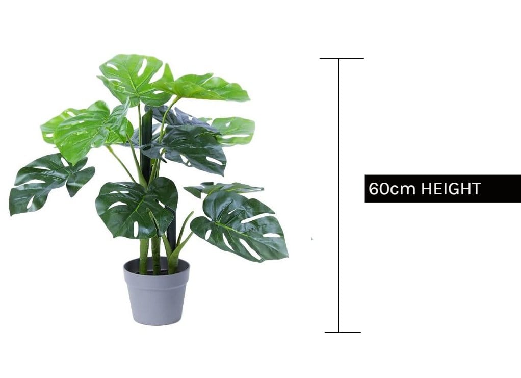 Living Today Artificial Flora 60cm Faux Artificial Monstera Plant with Pot