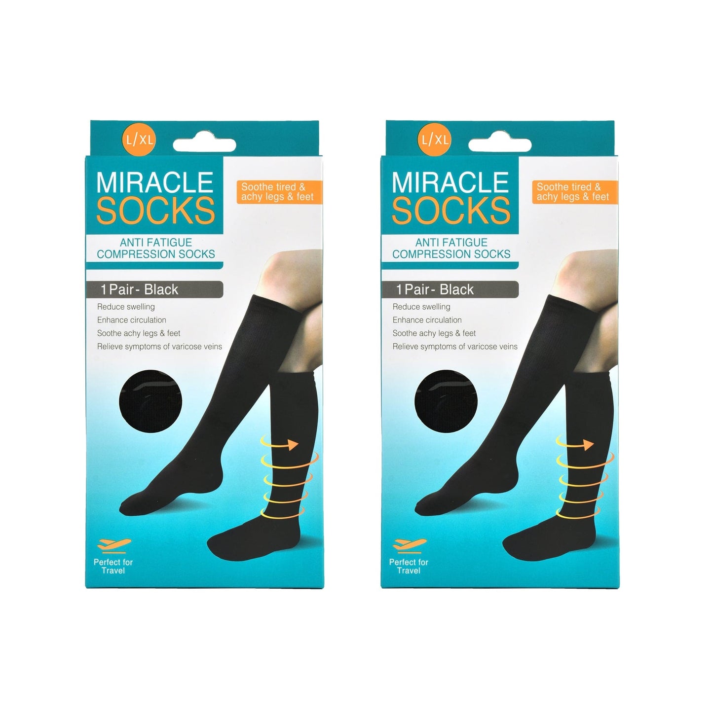 Living Today 2x Miracle Compression Socks - Large/XL