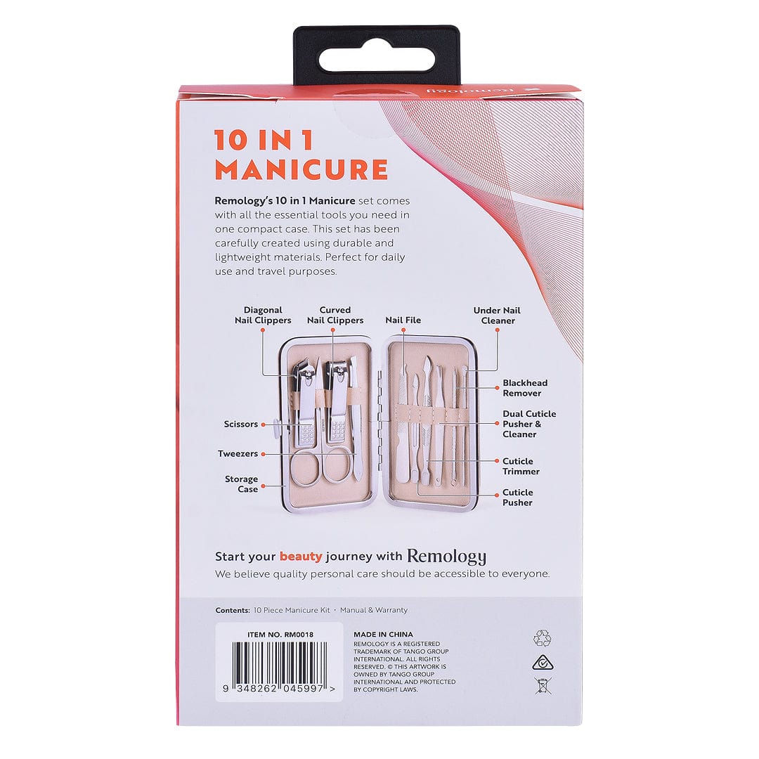 Remology personal care Remology Stainless Steel 10pc Manicure Set Silver