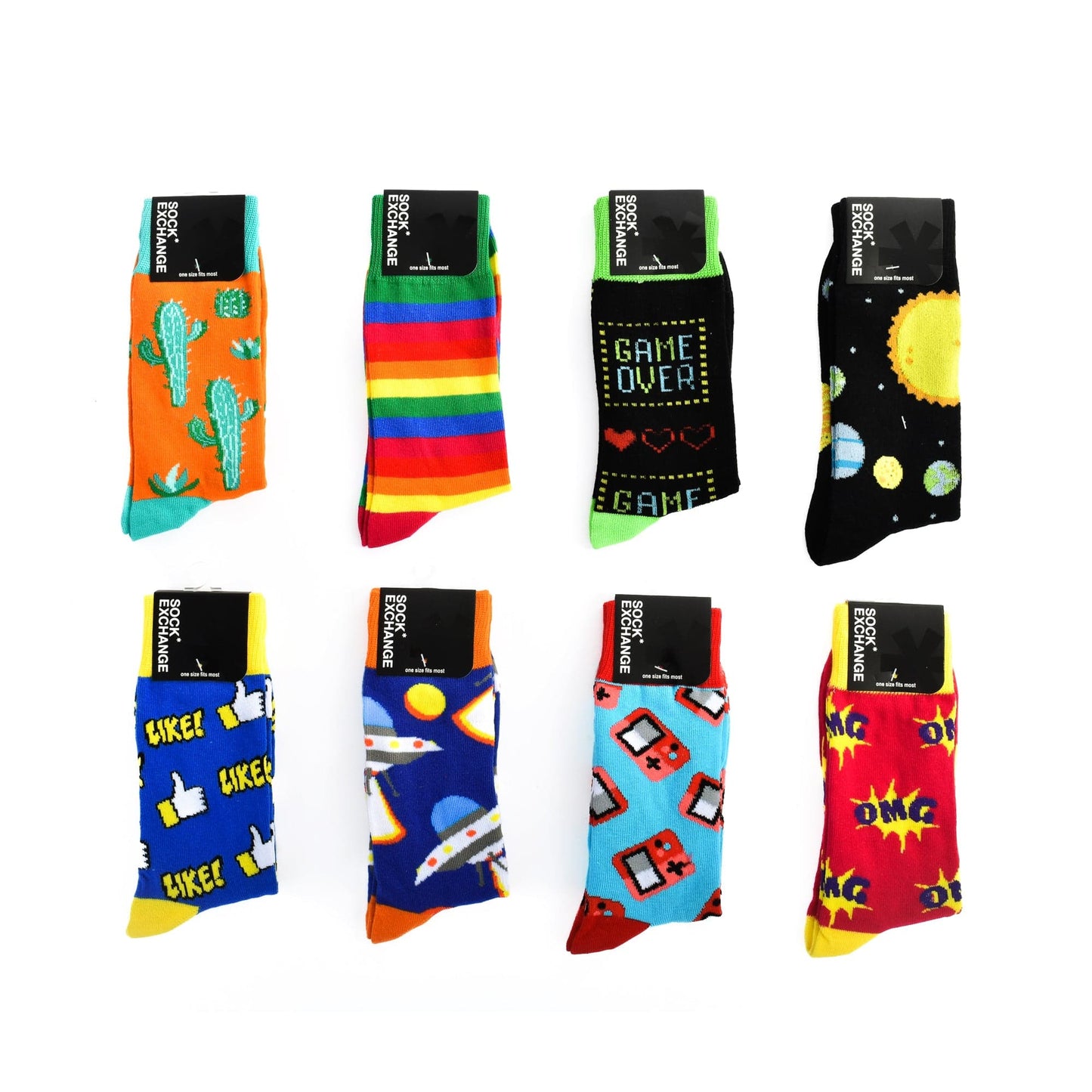 Sock Exchange Socks 8 Pairs Fashion Novelty Funny Socks one Size 5-13 Men and Women Socks #3
