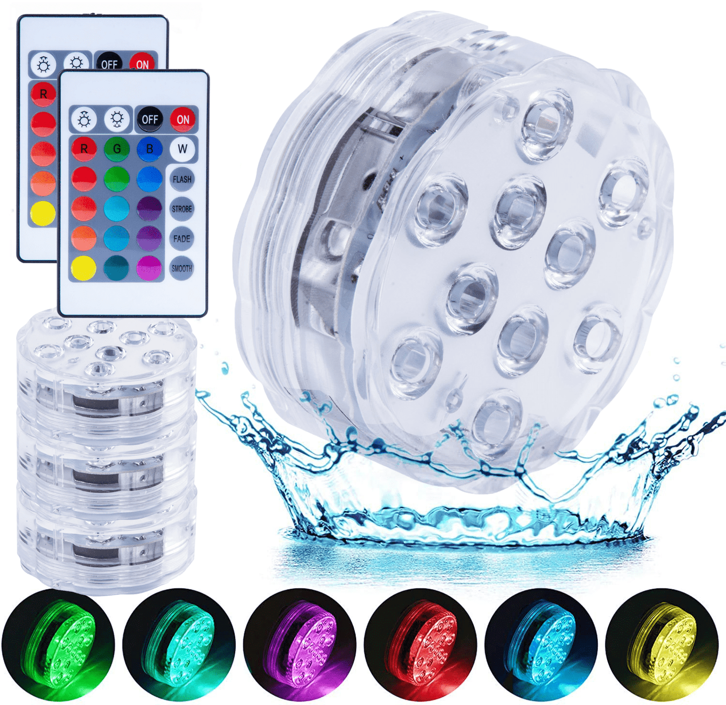 Lazy Dayz Beach and Summer 4 Pcs Lazy Dayz 13 Colors LED Remote Pool Light