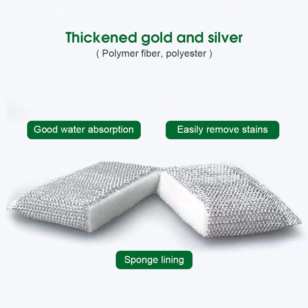 Spiffy cleaning sponge 8PK Non Scratch Mesh Sponge Metallic Silver and Gold