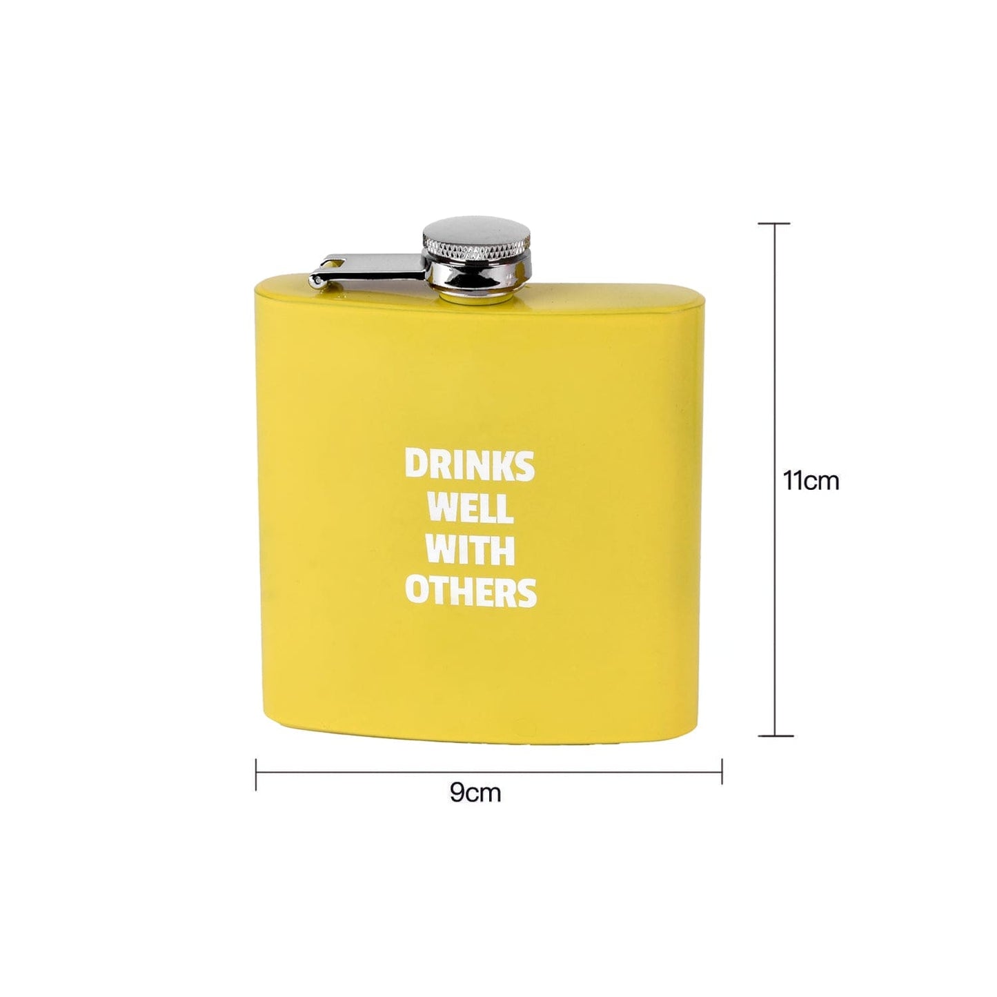 Lazy Dayz Drinkware 175ml Stainless Steel Hip Flask w Funny Quotes - Yellow