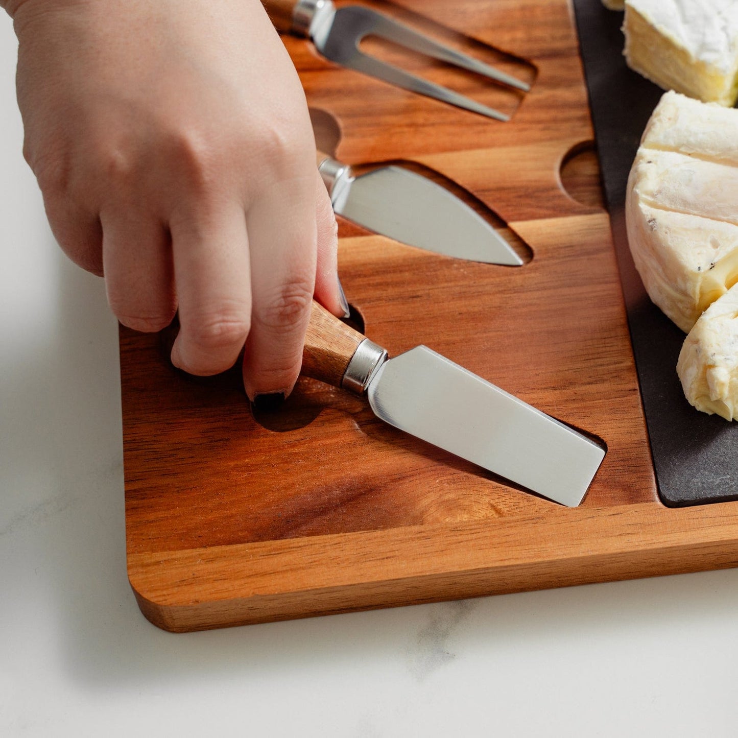 Clevinger cheese board Clevinger 4 Piece Acacia Wood & Slate Cheese Board With Knife Set