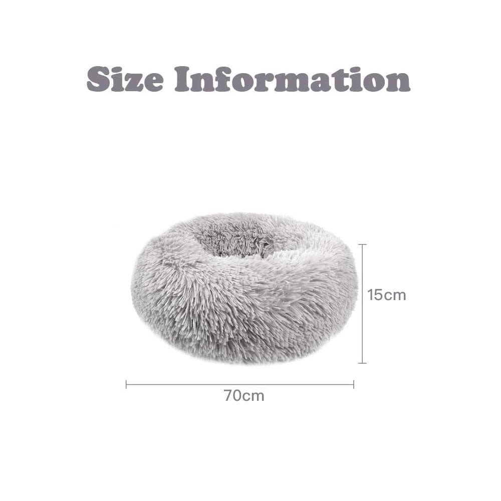 Living Today Plush Donut Faux Fur Calming Pet Nest - Grey - L