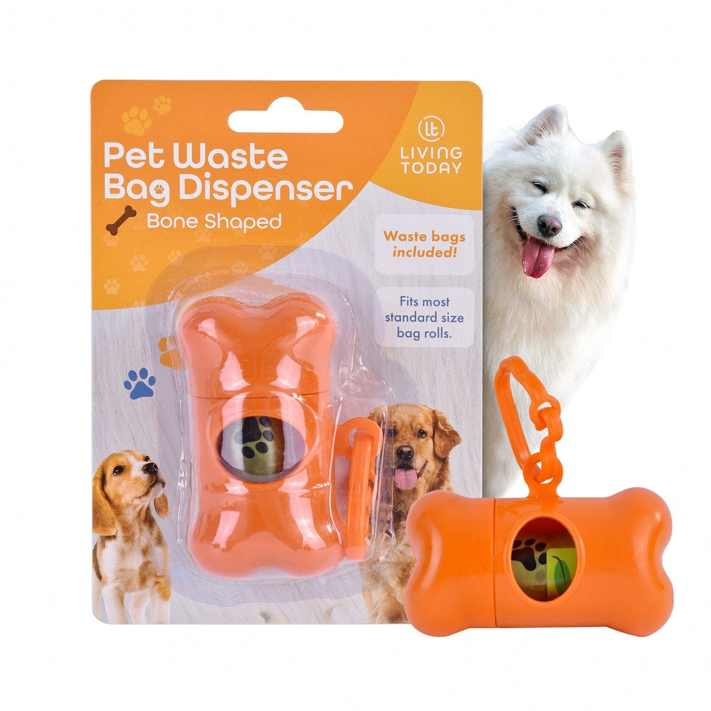 LIVINGTODAY dog poop dispenser and bags LIVINGTODAY Pet Dog Poop Dispenser and 15 Biodegradable Unscented Waste Bags