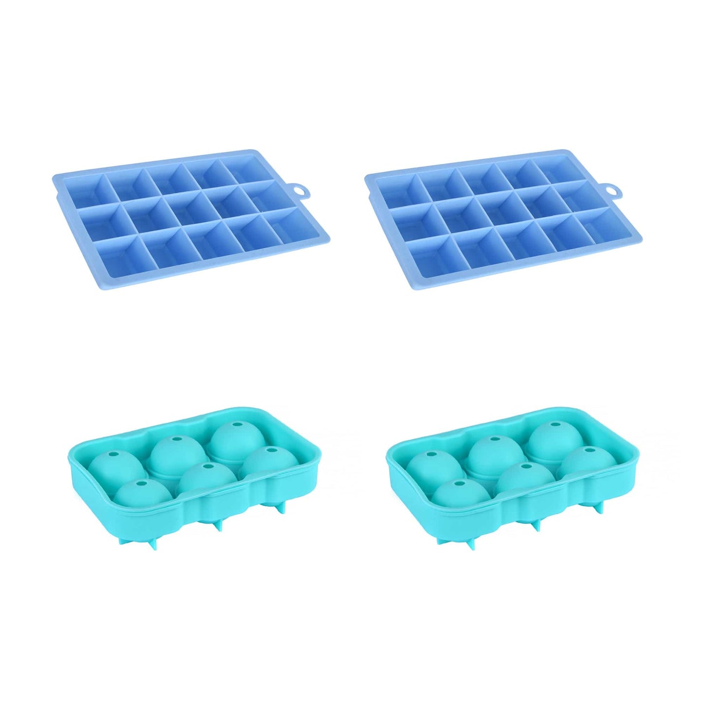 COOK EASY ice cube tray 4pk Silicone Easy Pop 6 Sphere Ice Cube Tray / 15 Grids Ice Cube Tray