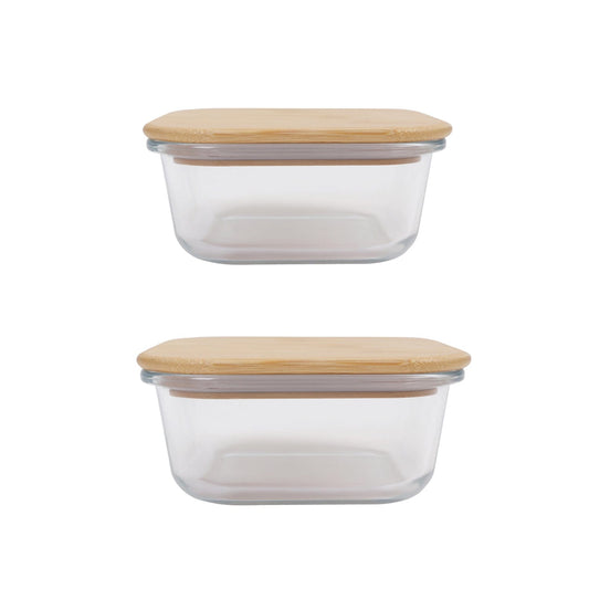 Clevinger Lunch Box 2 Pcs Bamboo Cover Food Container Medium and Large
