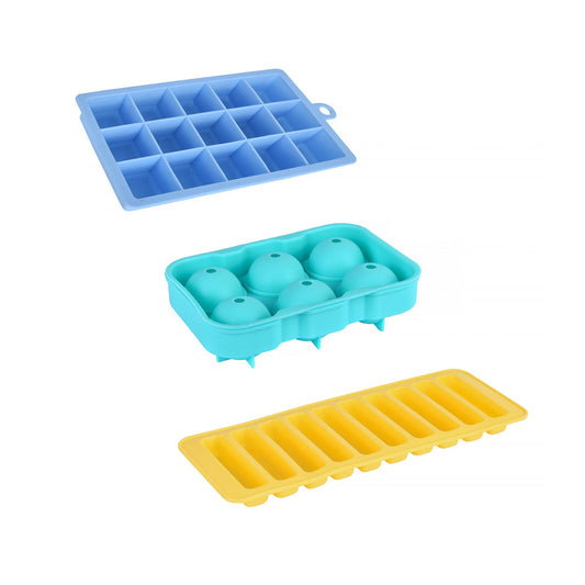 COOK EASY ice cube tray 3pk Silicone Easy Pop 6 Sphere Ice Cube Tray / Water Bottle Ice Block Tray / 15 Grids Ice Cube Tray