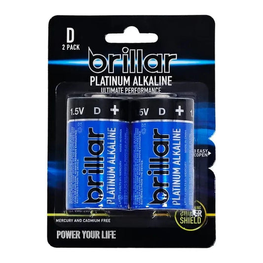 Brillar General Purpose Batteries 2pk Brillar D Platinum Alkaline Batteries