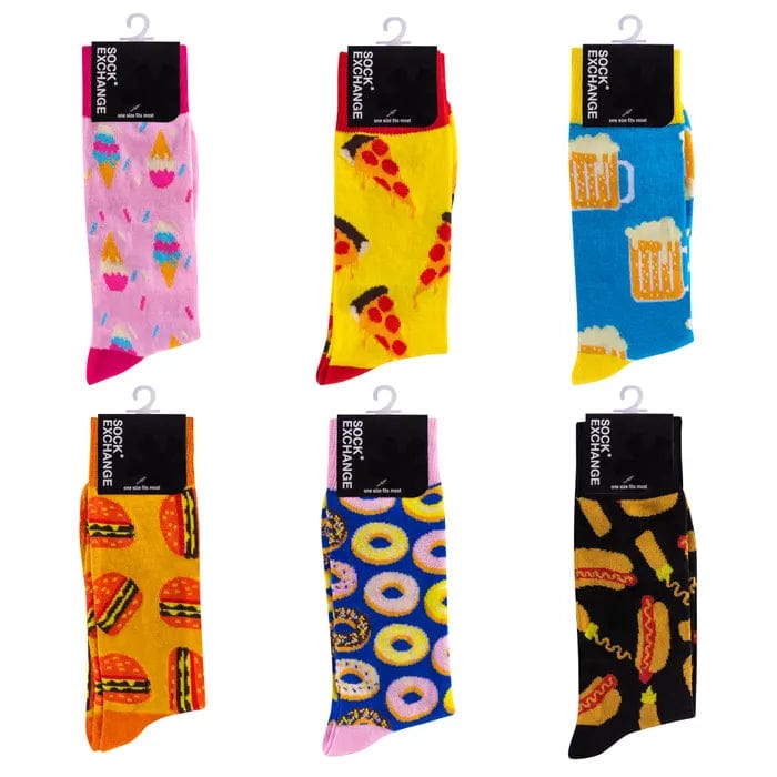 Sock Exchange Socks 6 Pairs Fashion Novelty Funny Socks one Size 5-13 Men Socks Women Socks