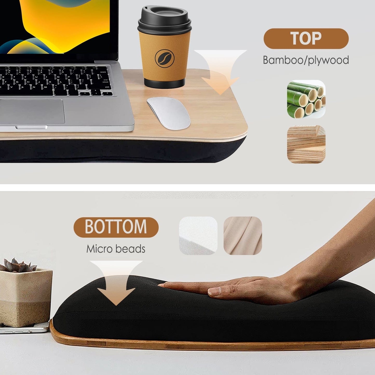 Living Today Office Furniture Portable Bamboo Laptop PC Table Lap Tray Workstation