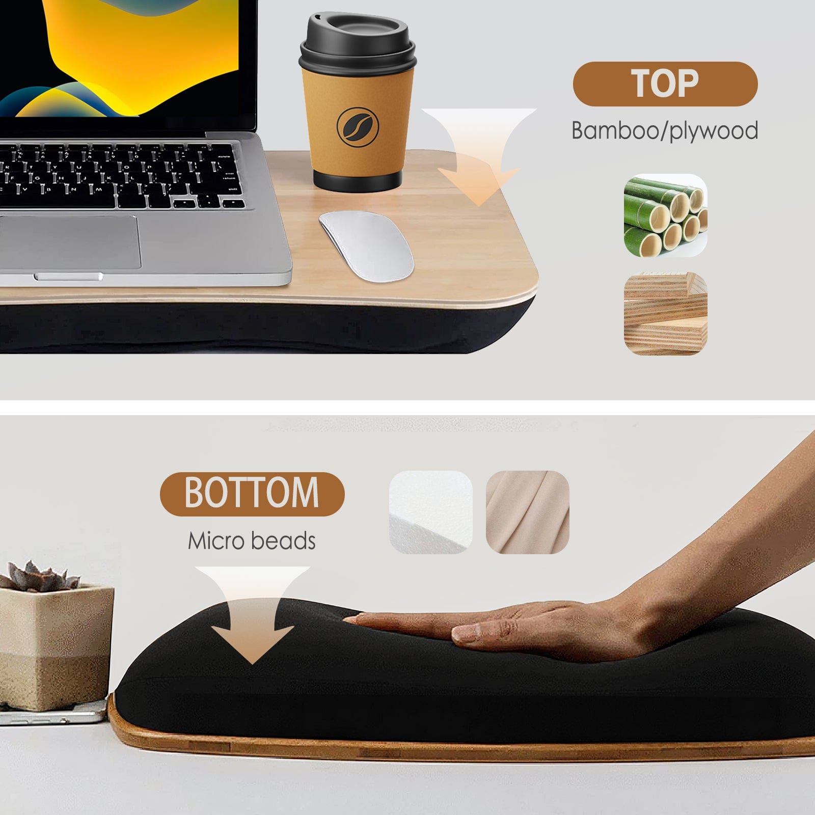 Living Today Office Furniture Portable Bamboo Laptop PC Table Lap Tray Workstation
