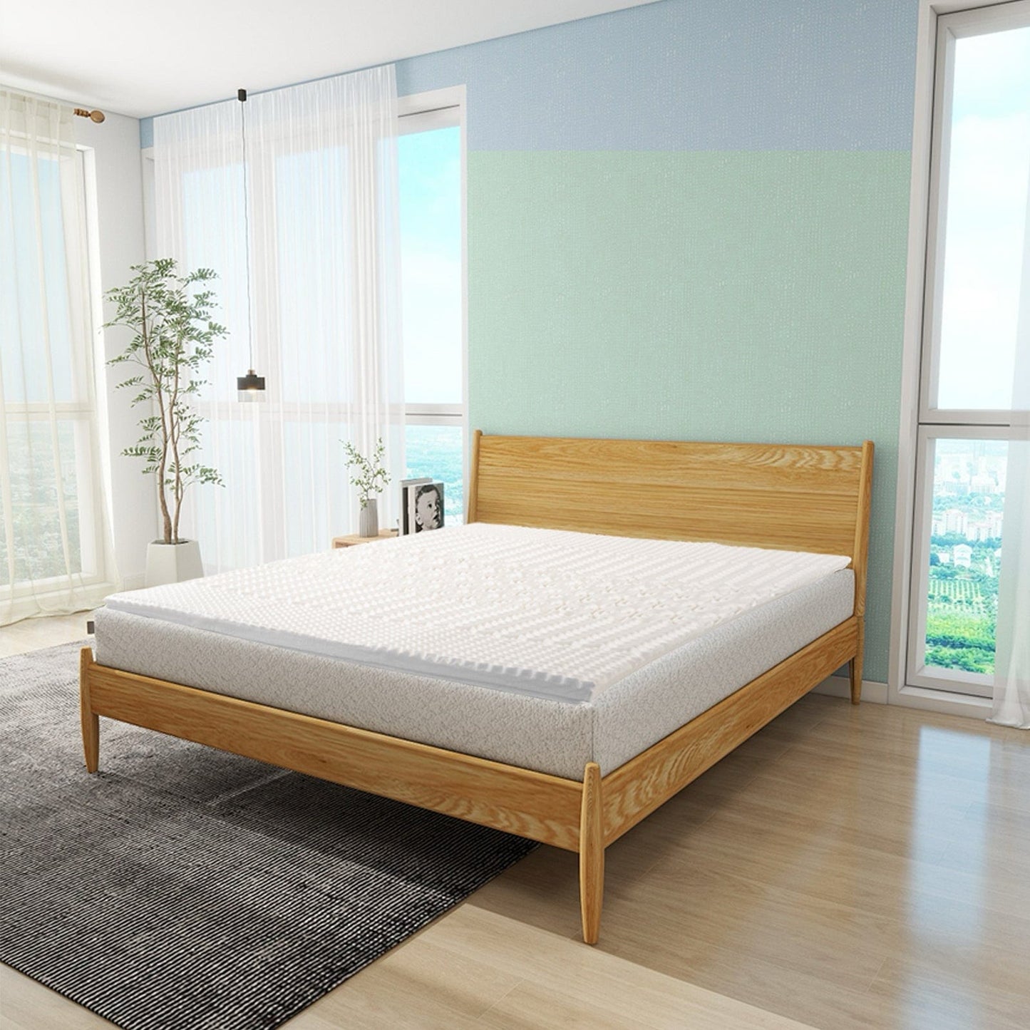 Living Today Mattresses 4cm Memory Foam Mattress Topper with Bamboo Cover - Queen