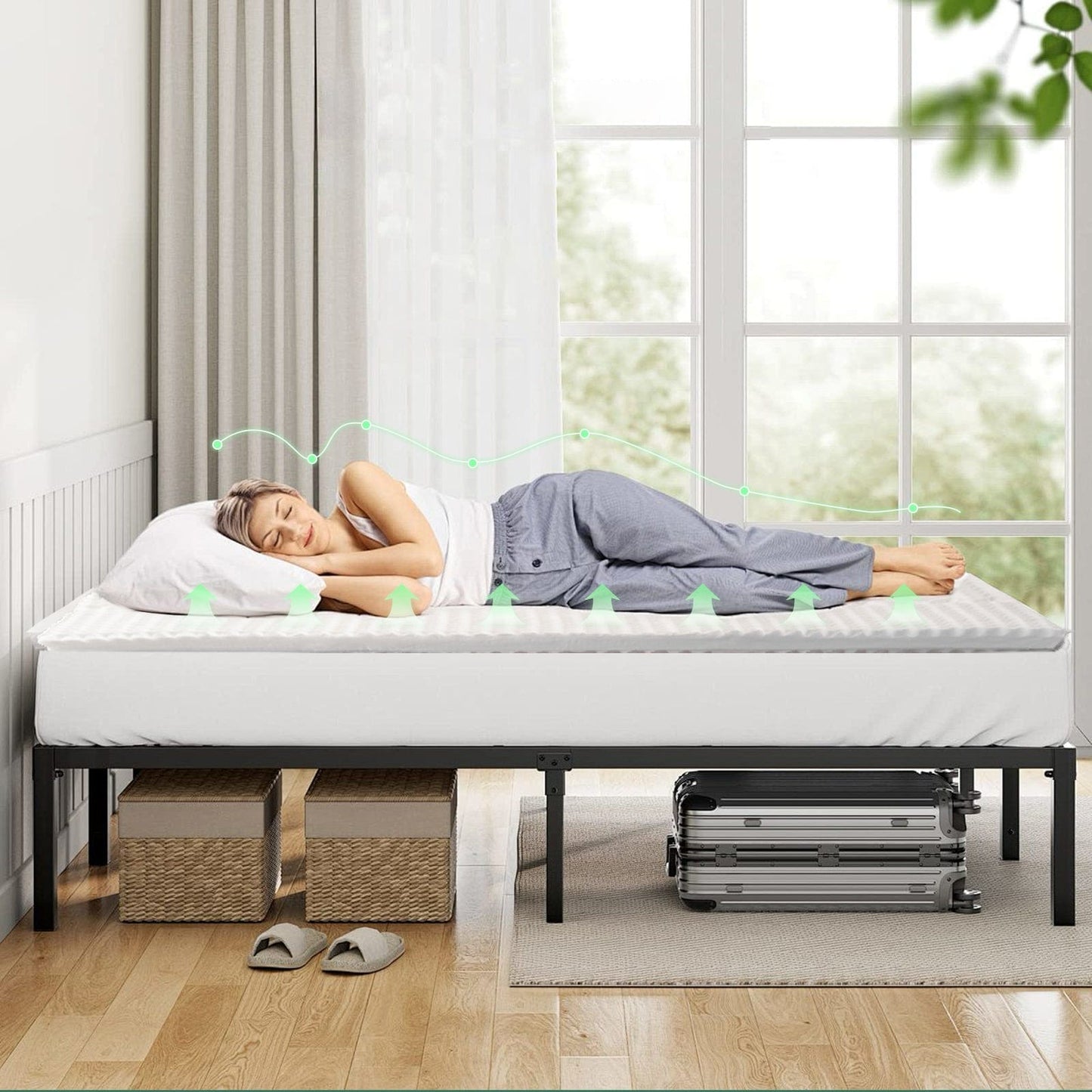 Living Today Mattresses 8cm Memory Foam Mattress Topper with Bamboo Cover - King
