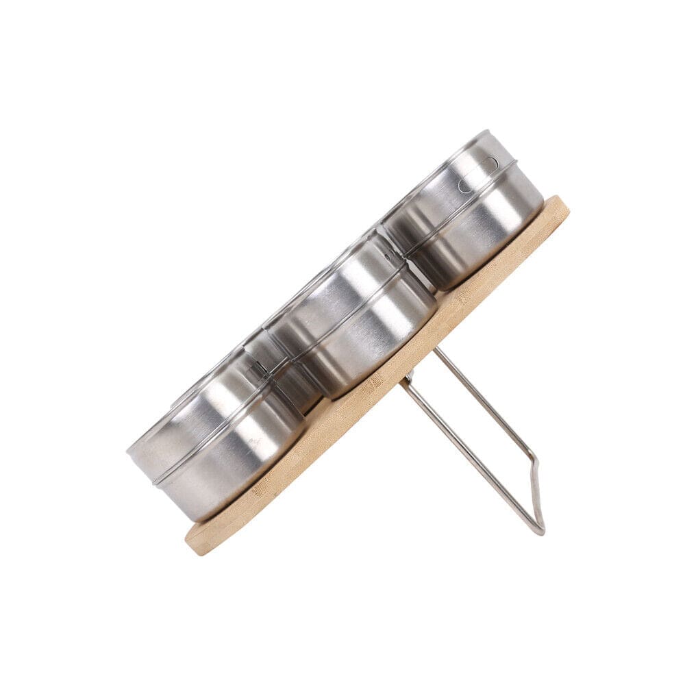Clevinger Bamboo Magnetic Triangular Bamboo Spice Rack & Jars For Kitchen Storage