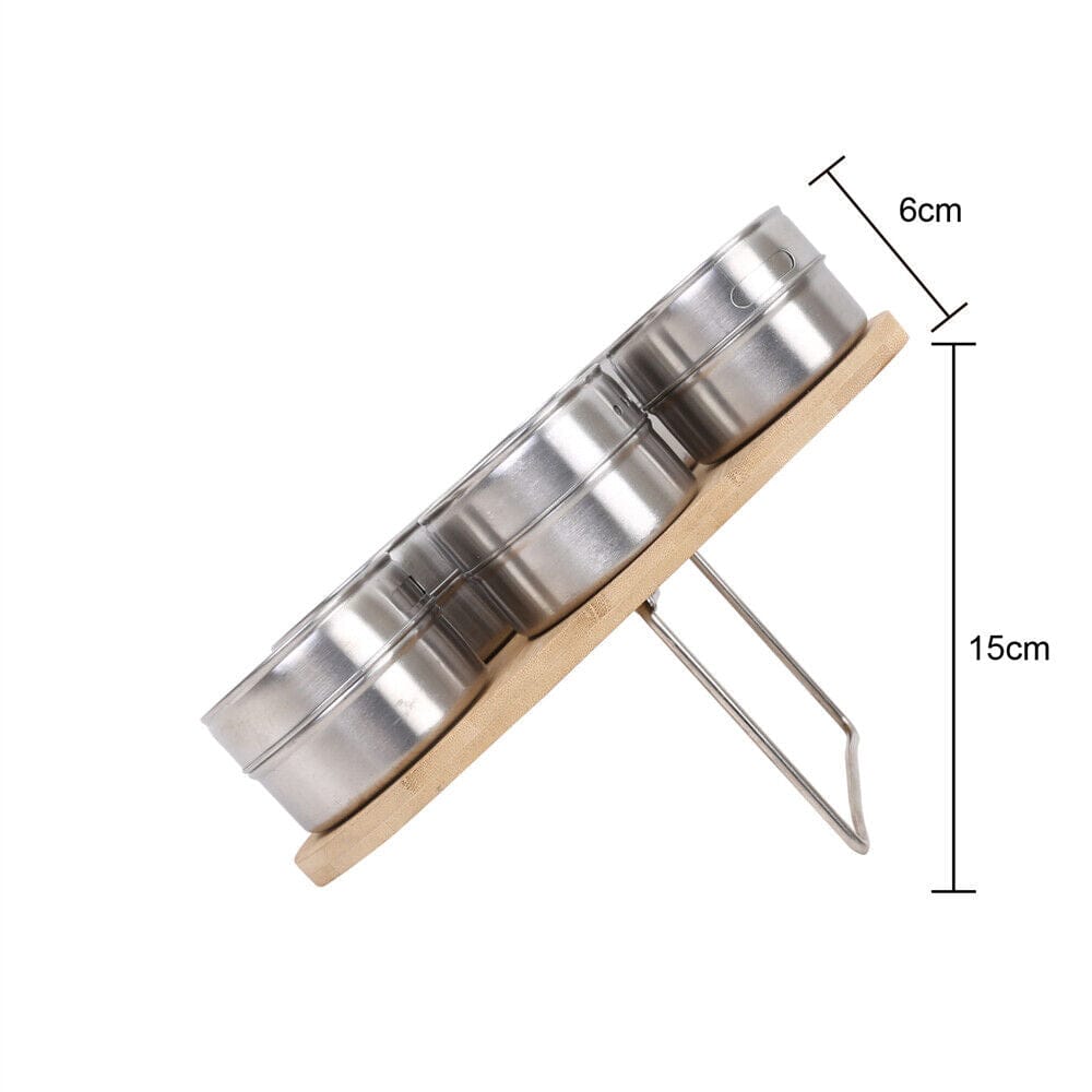 Clevinger Bamboo Magnetic Triangular Bamboo Spice Rack & Jars For Kitchen Storage