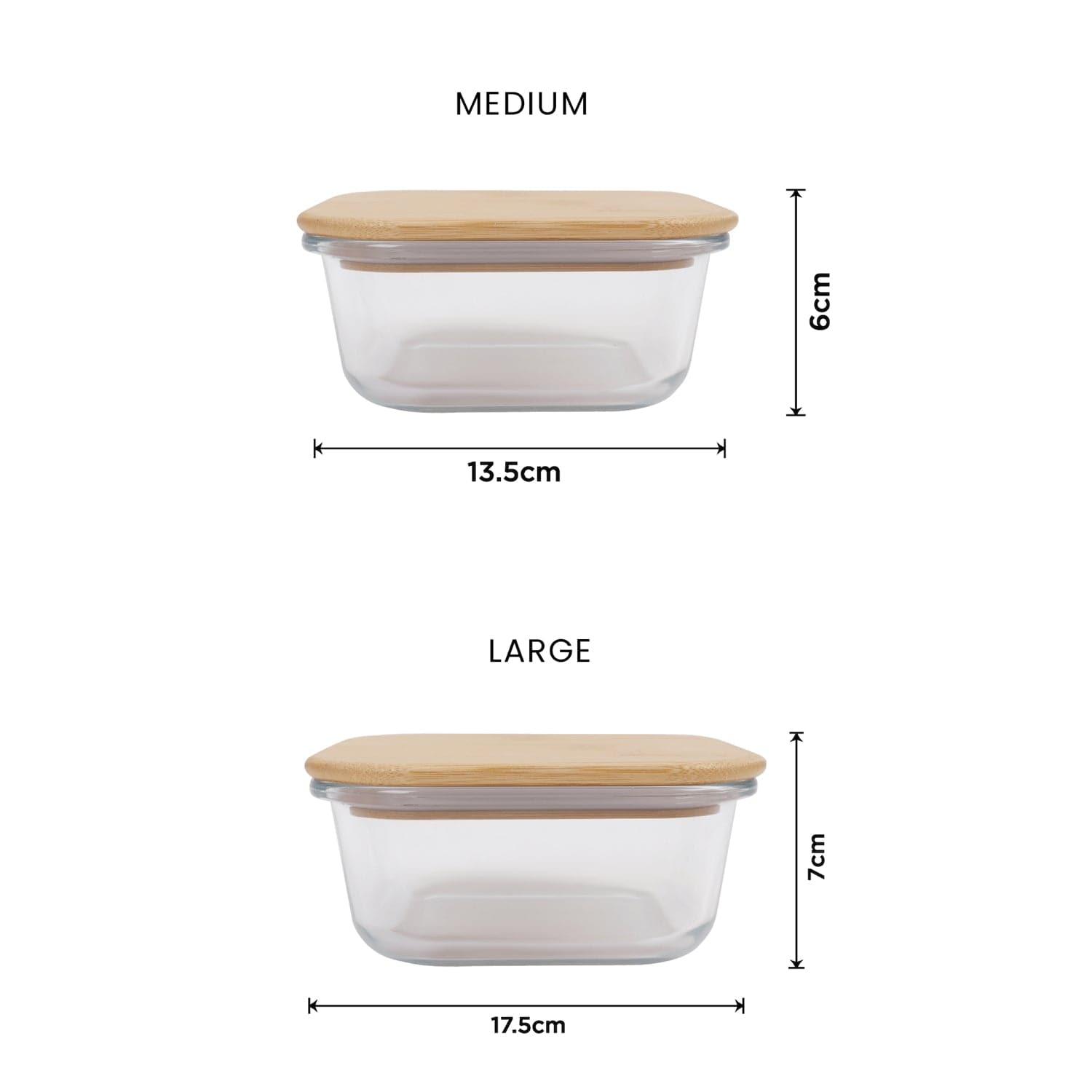 Clevinger Lunch Box 2 Pcs Bamboo Cover Food Container Medium and Large