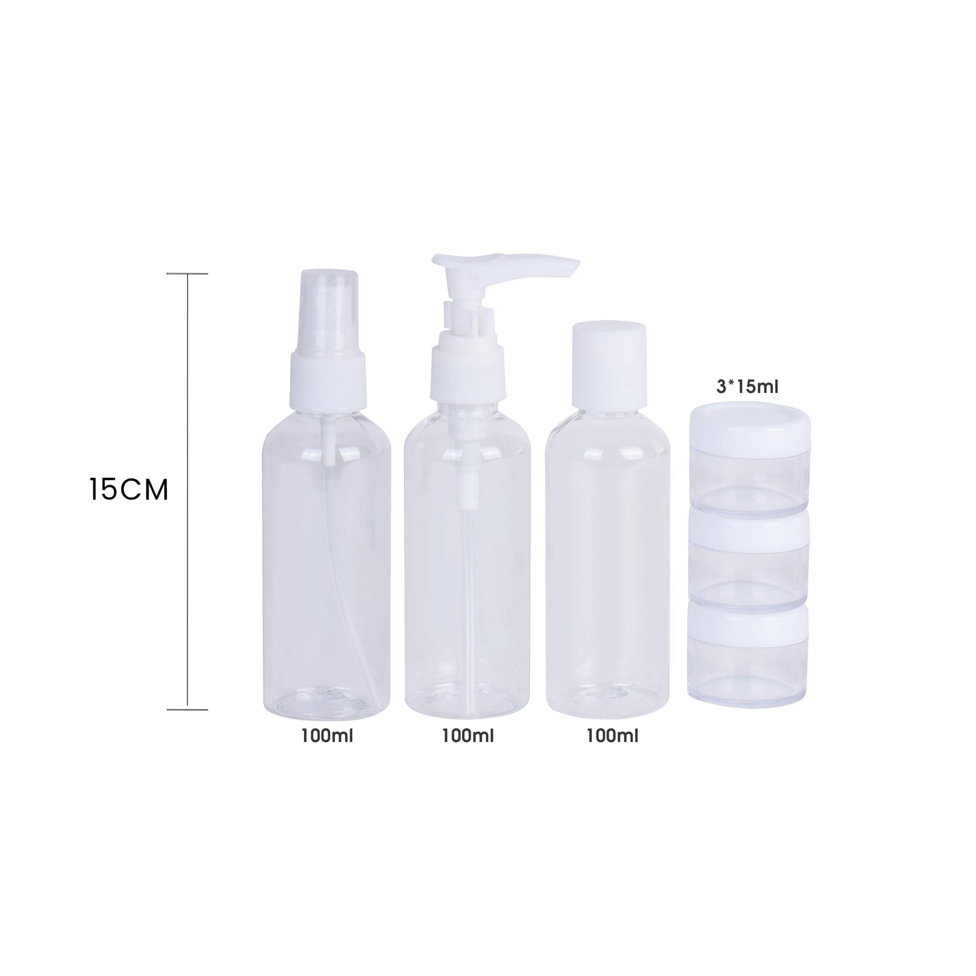 Flight Mode travel bags 6 Pcs Travel Bottle Set with PVC Storage Bag