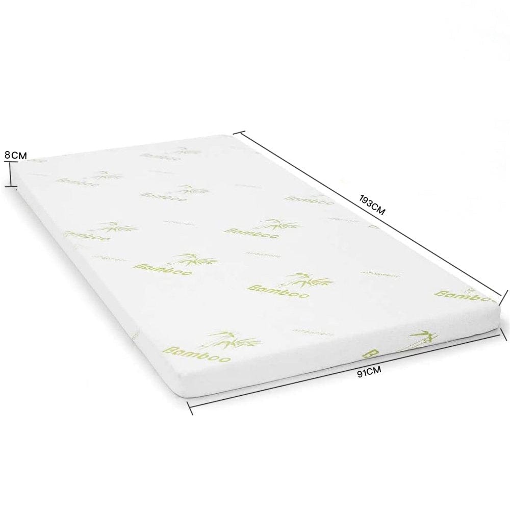Living Today Pillows MEMORY FOAM PILLOW+8cm Memory Foam Mattress Topper with Bamboo Cover - Single Size