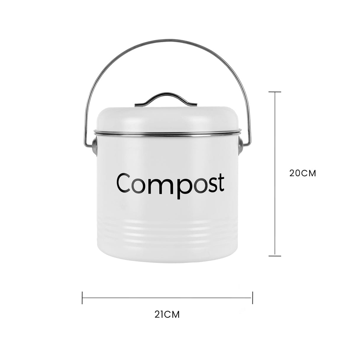 Living Today Kitchen 3.5L Kitchen Bench Compost Bin with 6 Replacement Activated Carbon Filters