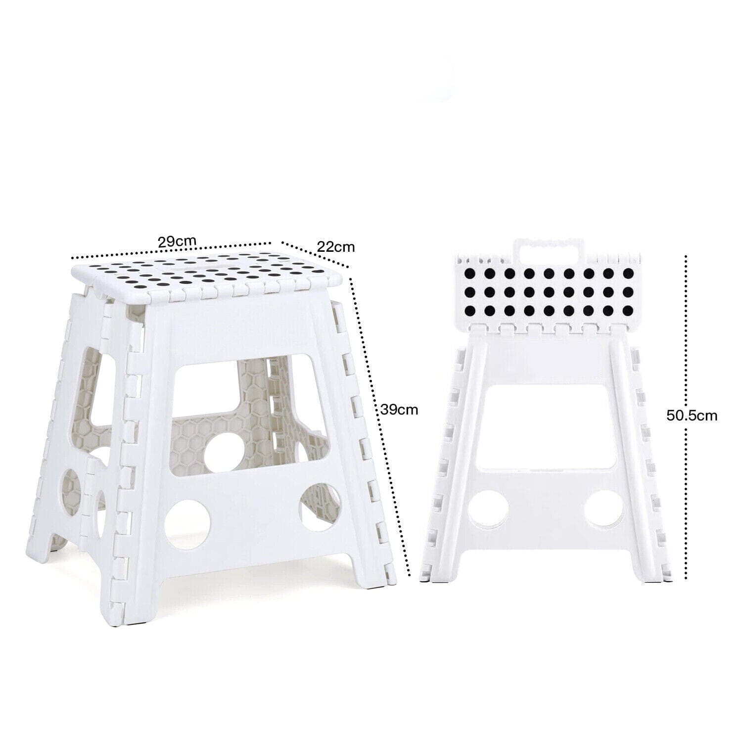 Living Today Large Plastic Folding Stool Portable Chair Outdoor Camping White