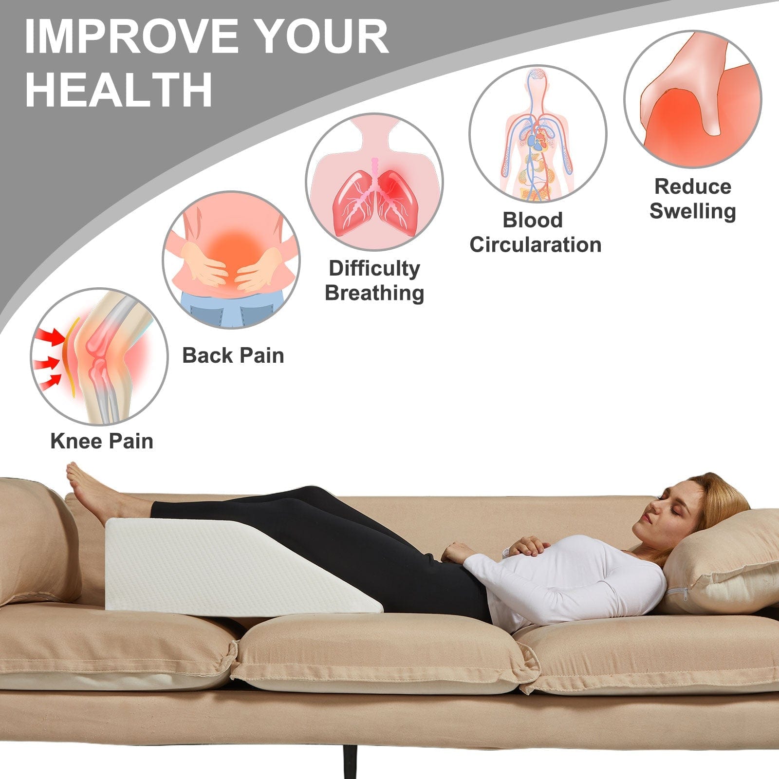 Living Today Pillows Memory Foam Bed Wedge Leg Support Elevation Pillow