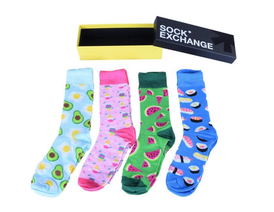 Sock Exchange Socks Novelty Socks Gift Box, 4pk Standard Socks - Yellow Box