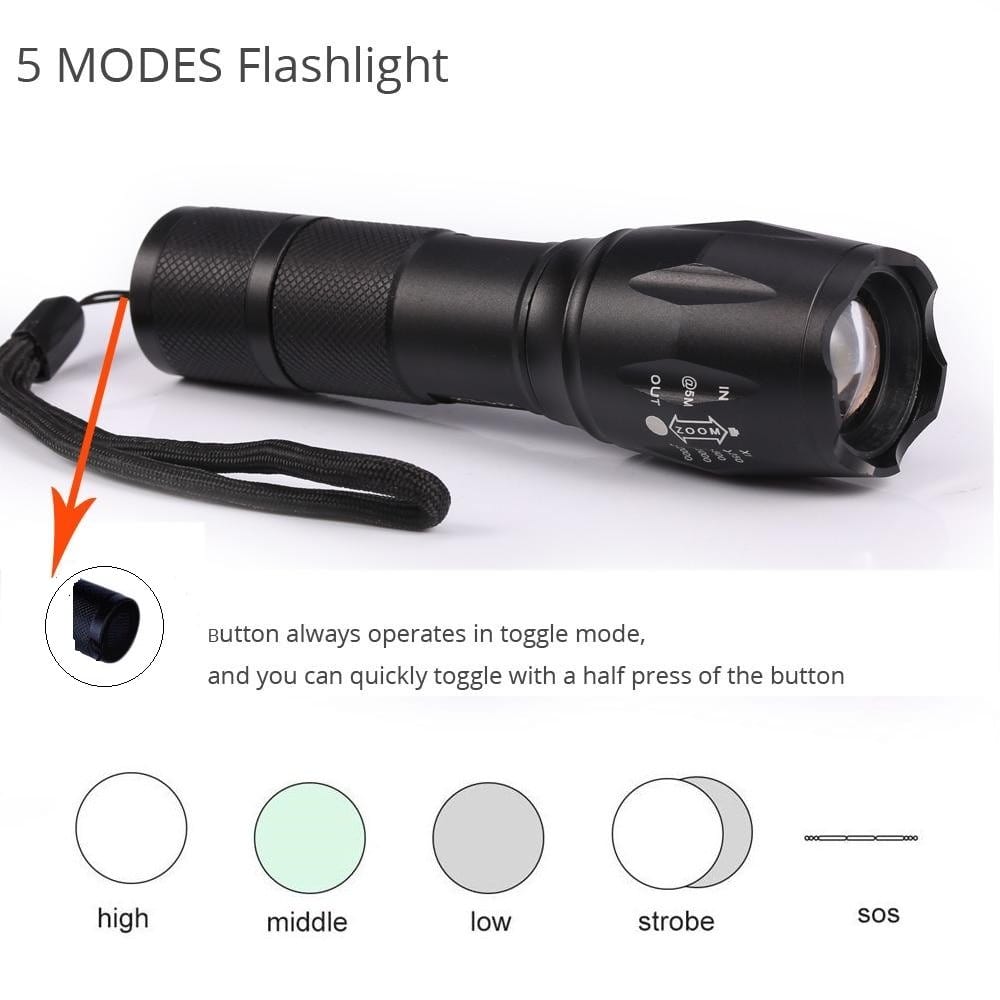 Brillar Flashlights Aluminium 5-Mode Tactical LED Flashlight