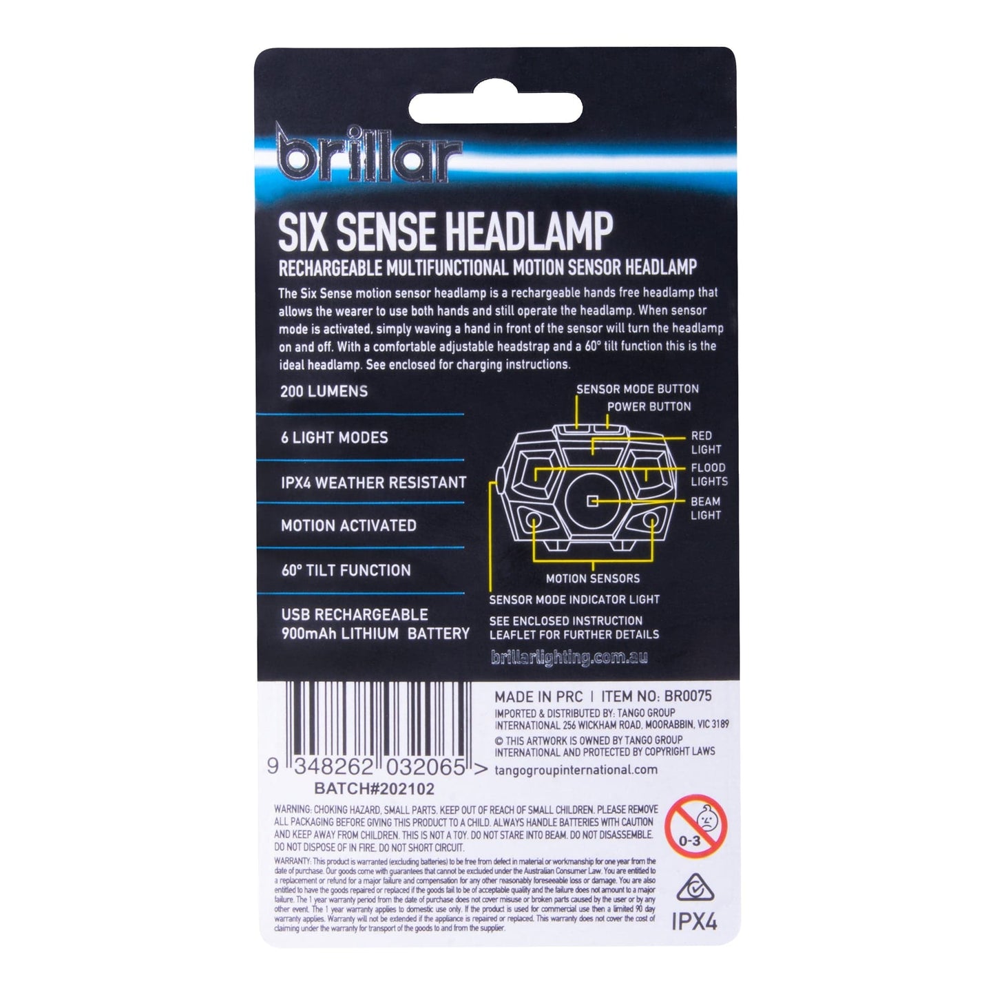 Brillar Headlamps Brillar Sixth Sense - 200 Lumen 6 Mode Rechargeable Headlamp