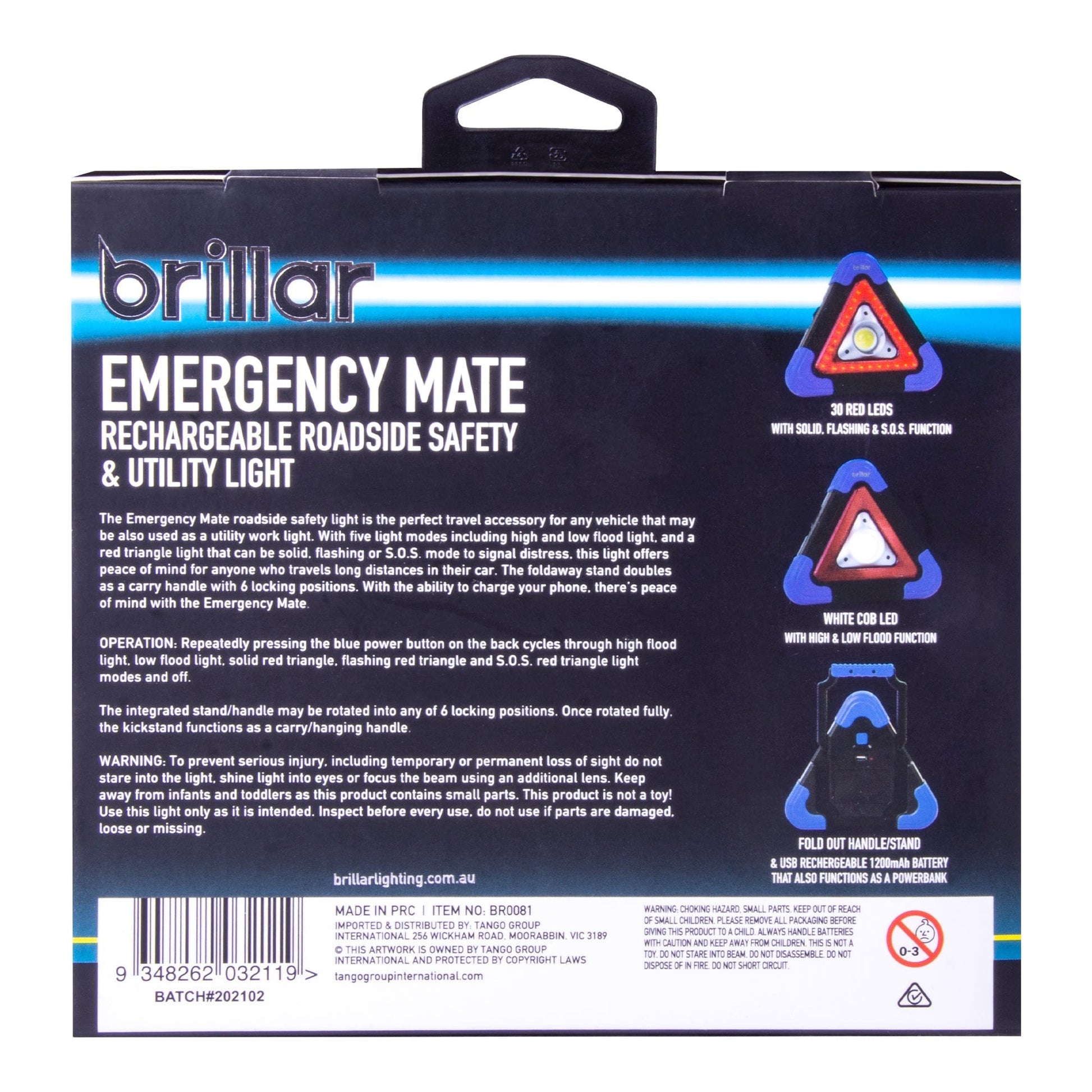 Brillar Brillar Emergency Mate - 300 Lumen Rechargeable Roadside Safety Light