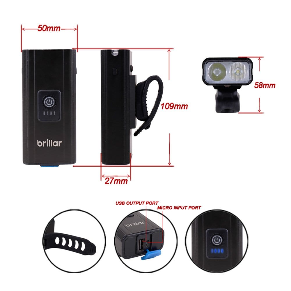 Brillar 300 Lumen USB Rechargeable Multifunctional Bike Rider Light