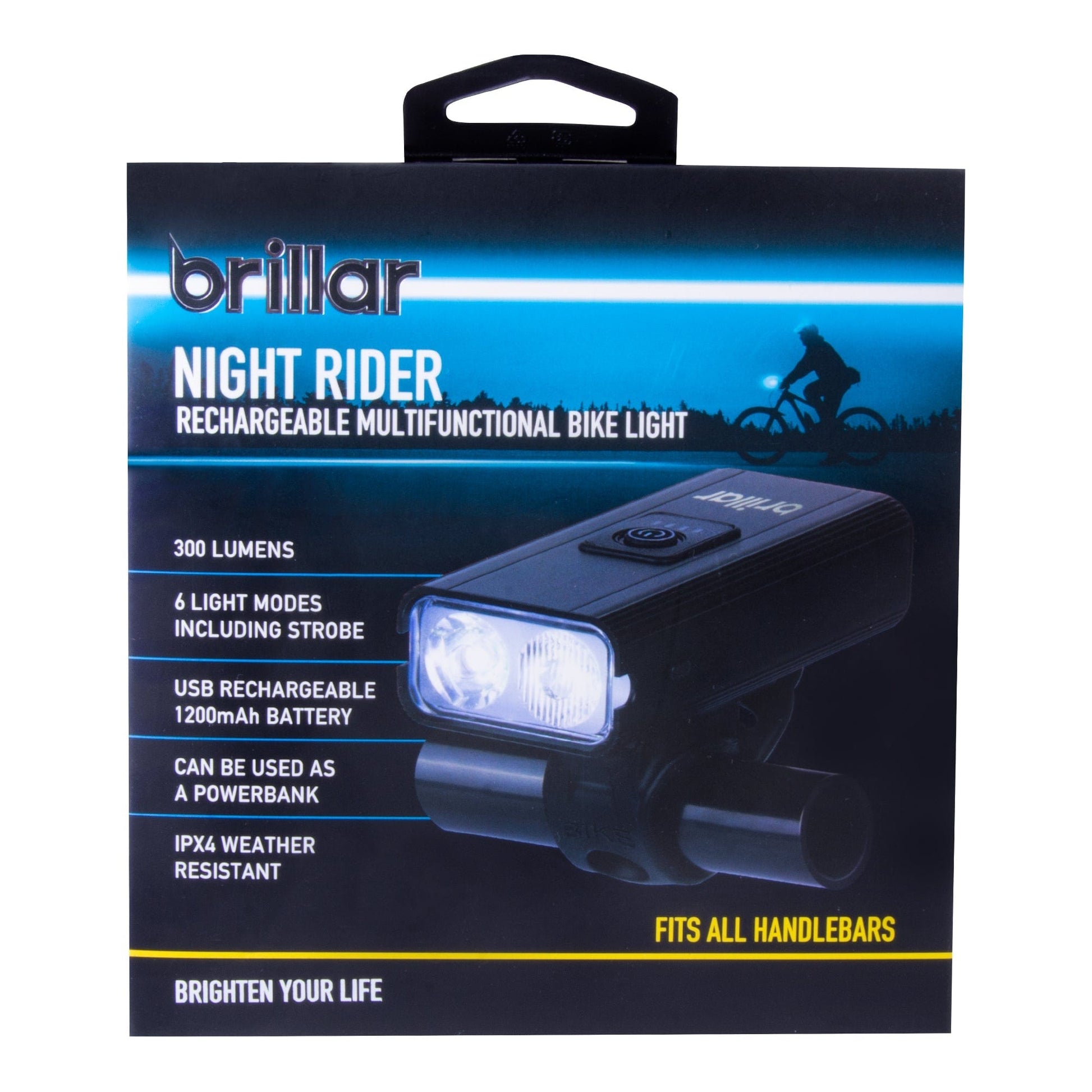 Brillar 300 Lumen USB Rechargeable Multifunctional Bike Rider Light