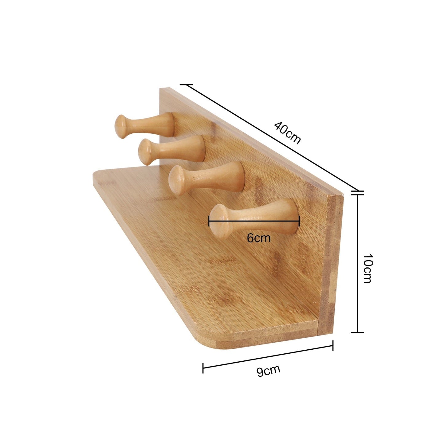 Living Today Storage Hooks & Racks Bamboo Wall Hooks and Shelf