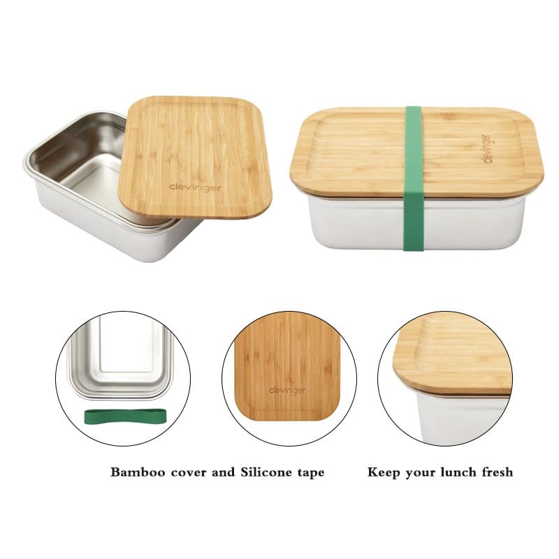 Clevinger Lunch Box Clevinger Stainless Steel Bamboo Large Lunch Box 1200ml