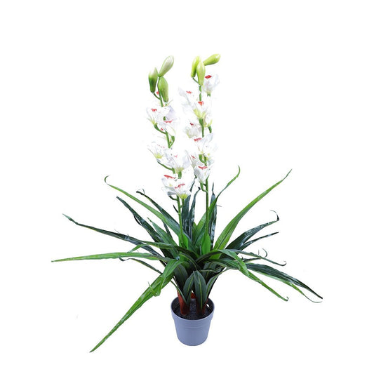 Living Today Artificial Flora 100cm White Cymbidium - Artificial Plant, Home Decor Flora