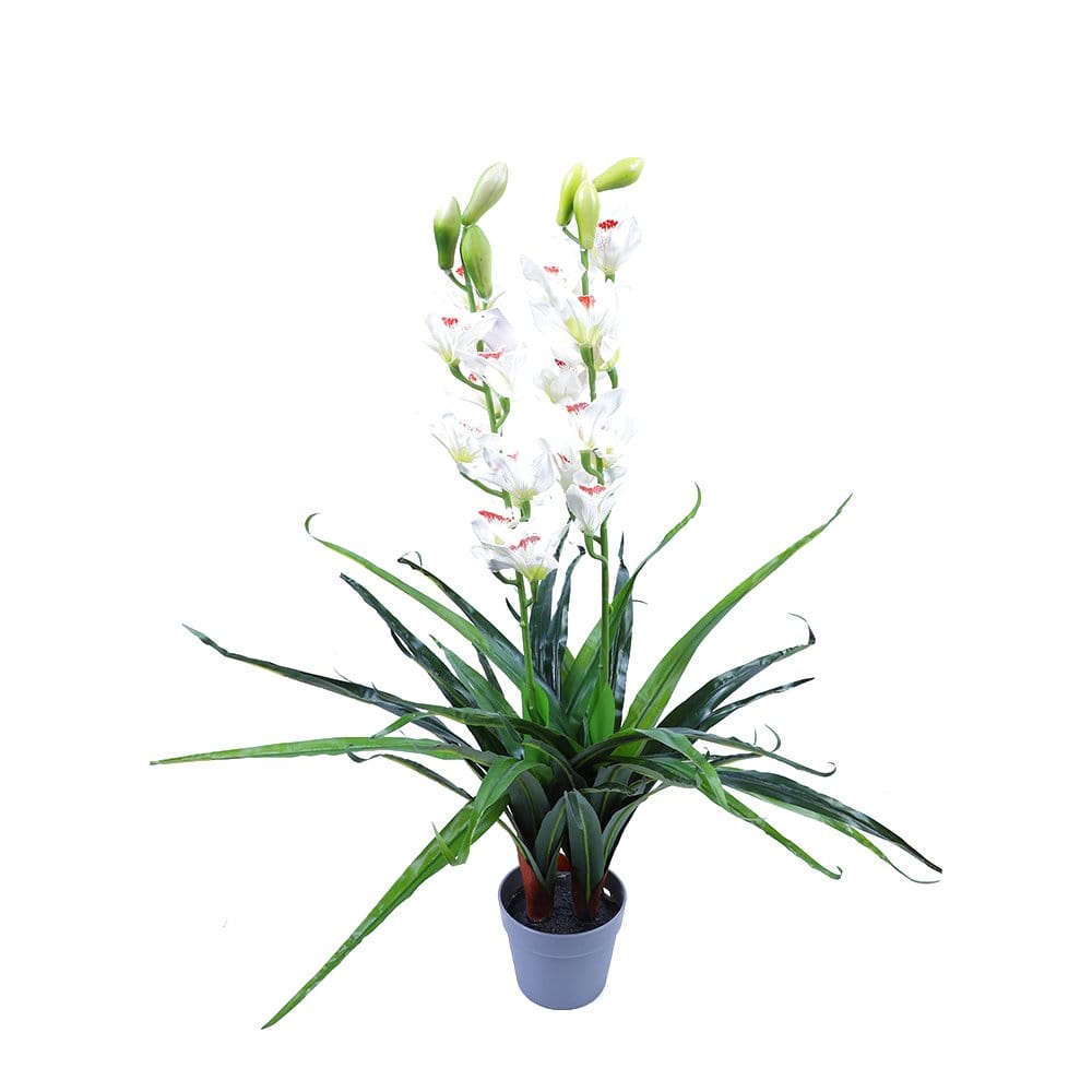 Living Today Artificial Flora 100cm White Cymbidium - Artificial Plant, Home Decor Flora