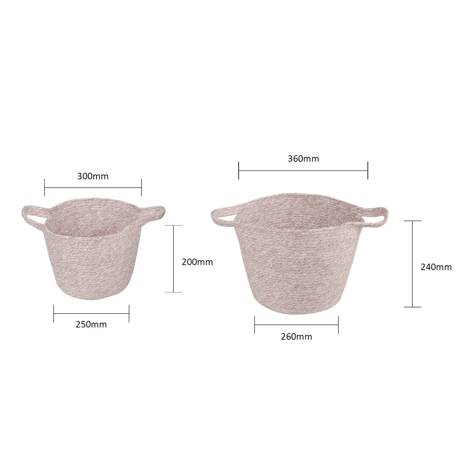 Living Today 2 Piece Cotton Rope String Carry Handles Storage Baskets Set