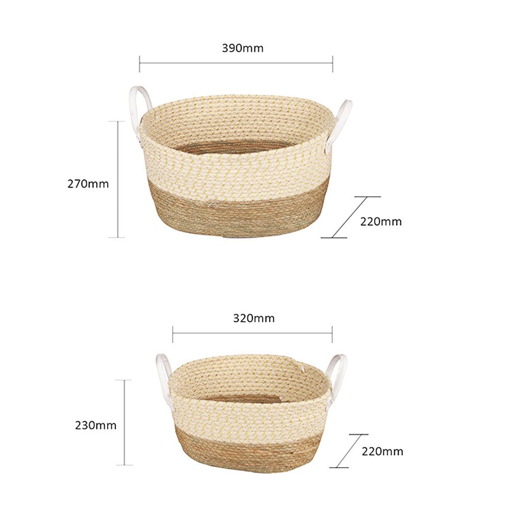 Living Today 2 Piece Cotton Rope Stripe Carry Handles Storage Baskets set