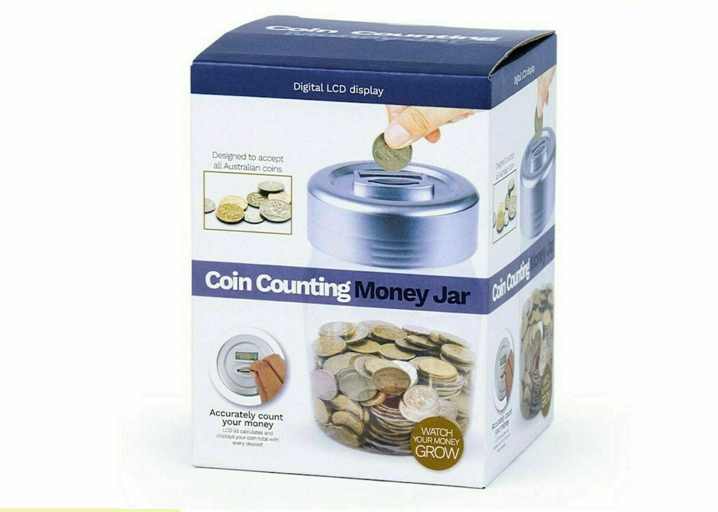 Living Today Gifts and Novelties Digital Coin Counting Piggy Bank Jar, Count Australian Coins